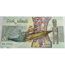 COOK ISLANDS 1992 . THREE 3 DOLLARS BANKNOTE . SPECIMEN / ERROR